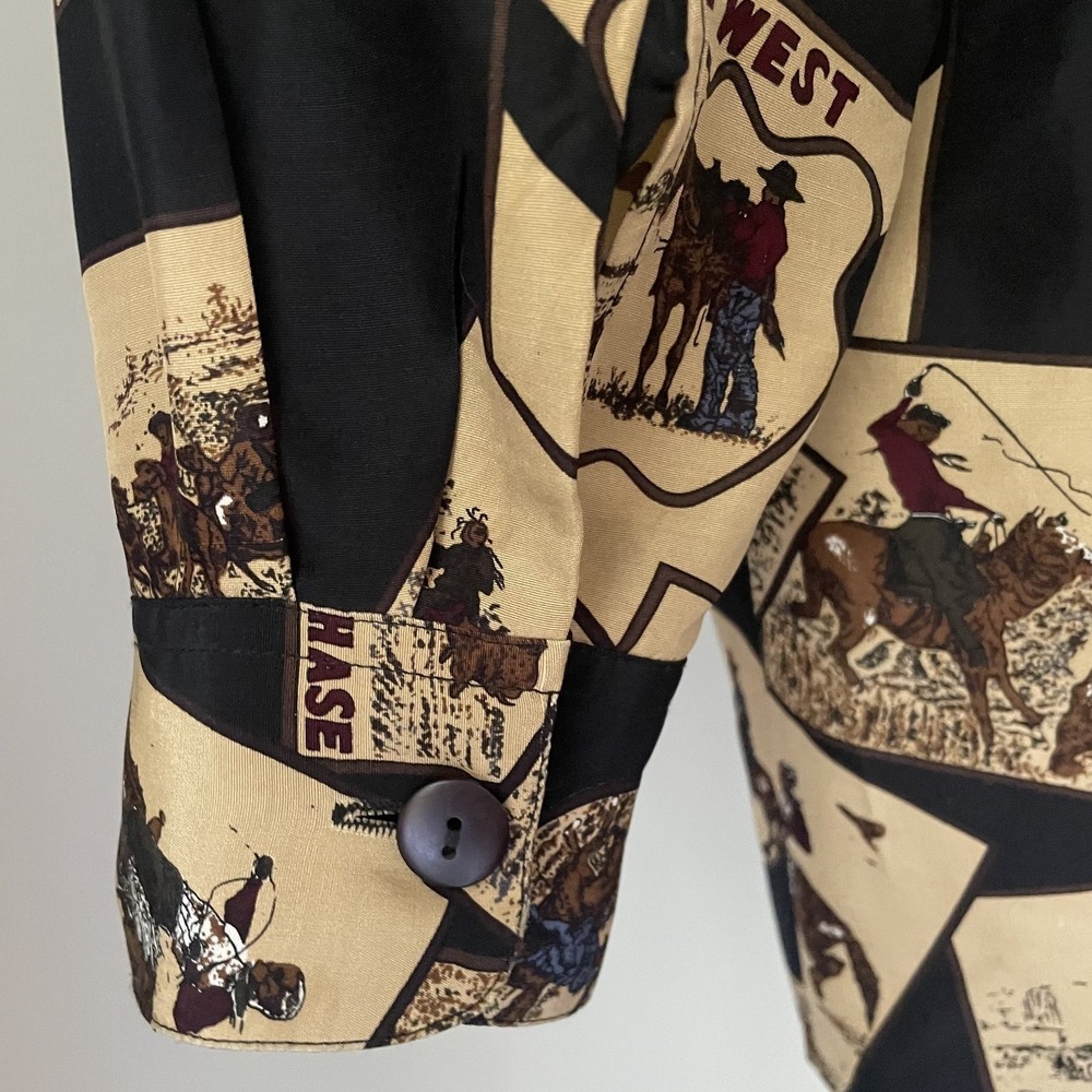 Vintage Kenneth Gordon 100% Silk Western Novelty Blouse - Picture 8 of 12
